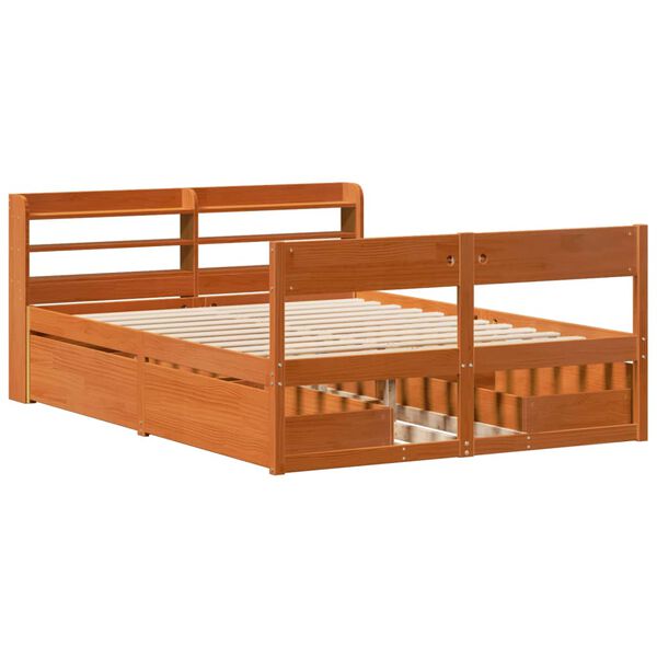 vidaXL Cadre de lit sans matelas cire marron 120x190cm bois pin massif