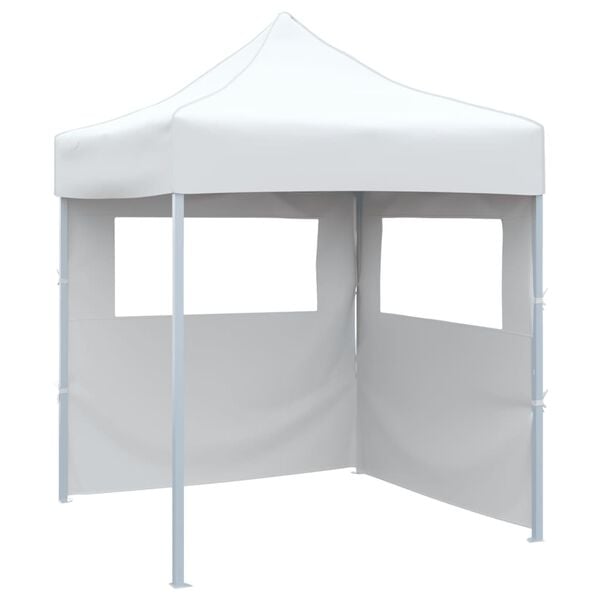 vidaXL Tente de r&eacute;ception pliable avec 2 parois 2x2 m Acier Blanc