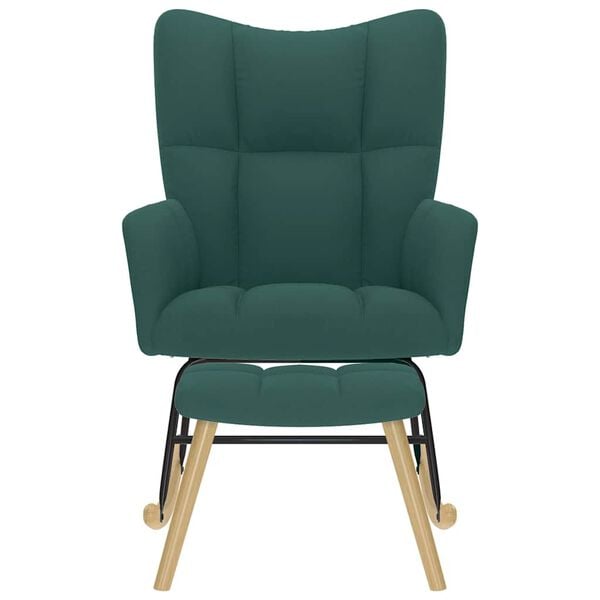 vidaXL Chaise à bascule avec repose-pied Vert foncé Tissu