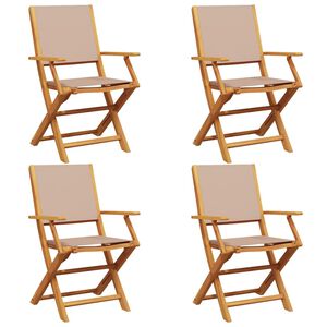 vidaXL Chaises de jardin pliantes lot de 4 taupe tissu et bois massif