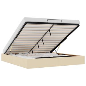 VidaXL Cadre de lit ottoman sans matelas cr&egrave;me 200x200 cm tissu