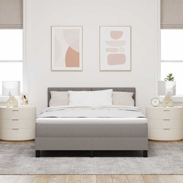 vidaXL Lit &agrave; ressorts avec t&ecirc;te de lit Taupe 160 x 200 cm tissu