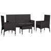 vidaXL Salon de jardin 4 pcs avec coussins Noir R&eacute;sine tress&eacute;e