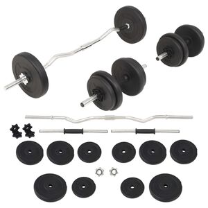 vidaXL Ensemble d'halt&egrave;res et barres d'halt&egrave;res 30 kg