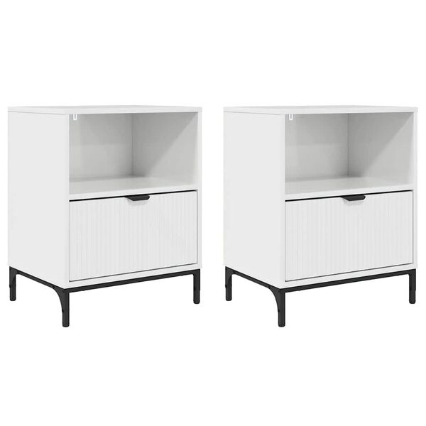 vidaXL 2 pcs Blanc brillant 49 x 36 x 61 cm Bois d'ing&eacute;nierie