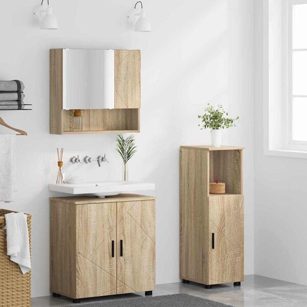 vidaXL Ensemble de mobilier de salle de bain 3 pcs Ch&ecirc;ne Sonoma