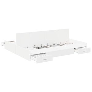 vidaXL Cadre de lit avec rangement avec t&ecirc;te de lit Blanc 180 x 200 cm