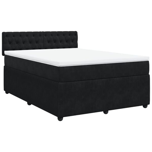 vidaXL Sommier &agrave; lattes de lit avec matelas Noir 140x200 cm Velours