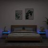 vidaXL Armoires de chevet avec lumi&egrave;res LED 2 pcs gris b&eacute;ton