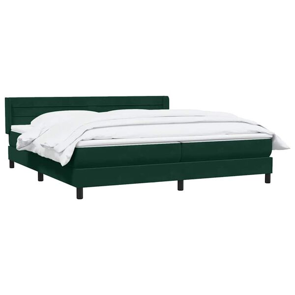 vidaXL Sommier &agrave; lattes de lit et matelas vert fonc&eacute; 180x220cm velours