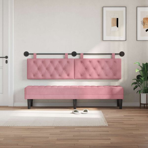 vidaXL T&ecirc;te de lit suspendue Rose 170 x 55 x 7 cm Velours