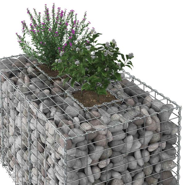 vidaXL Lit sur&eacute;lev&eacute; gabion Argent&eacute; 100 x 60 x 55 cm Acier galvanis&eacute;