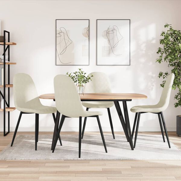 vidaXL Chaises à manger lot de 4 crème velours