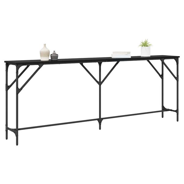 vidaXL Table console Ch&ecirc;ne noir 200 x 29 x 75 cm