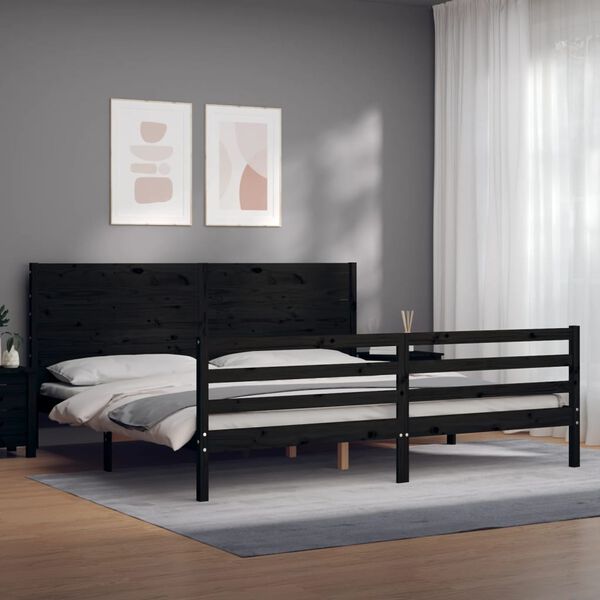 vidaXL Cadre de lit sans matelas noir 200x200 cm bois massif