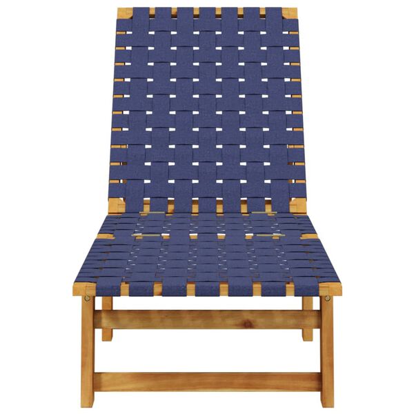 vidaXL Chaises longues bleu foncé bois d'acacia solide et tissu