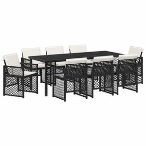 vidaXL Ensemble de salle &agrave; manger pour jardin 9 pcs Noir polyrotin
