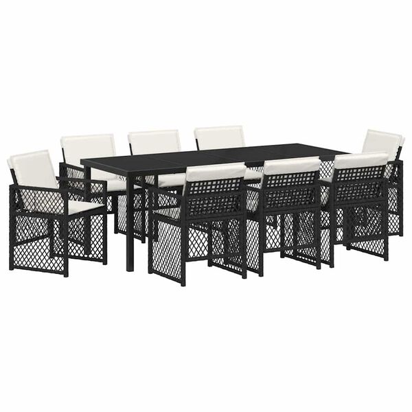 vidaXL Ensemble de salle &agrave; manger pour jardin 9 pcs Noir polyrotin