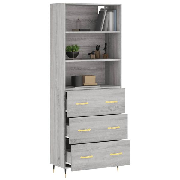 vidaXL Buffet haut Sonoma gris 69,5x34x180 cm Bois d'ingénierie
