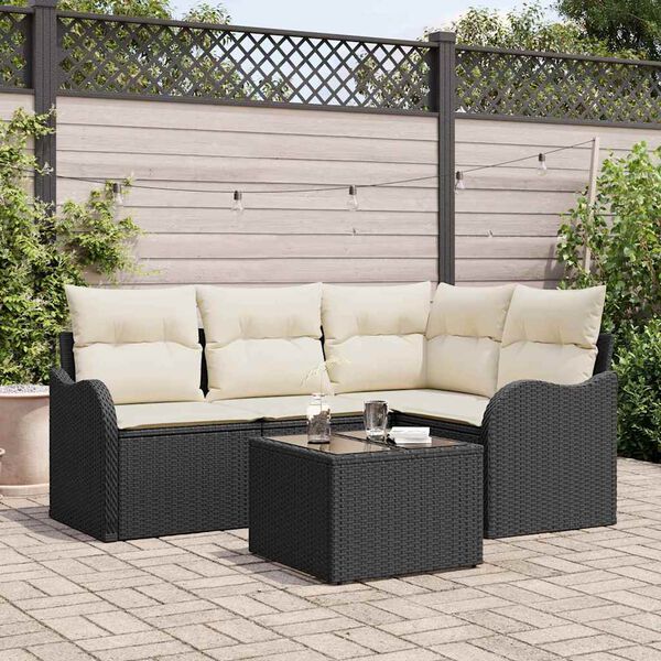 vidaXL Ensemble de canap&eacute; de jardin 5 pcs Marron polyrotin