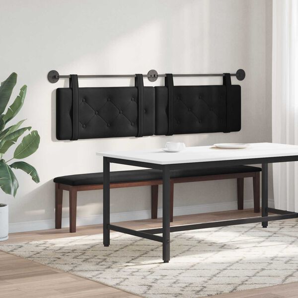 vidaXL T&ecirc;te de lit suspendue Noir 190 x 55 x 5 cm Velours