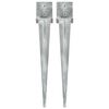 vidaXL Piquets au sol 2 pcs argent&eacute; 14x14x91 cm acier galvanis&eacute;
