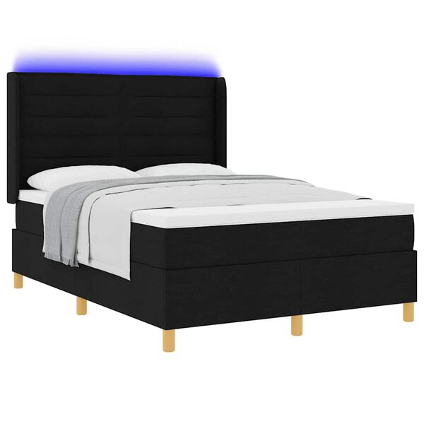 vidaXL Lit &agrave; ressorts avec matelas Noir 140 x 200 cm tissu