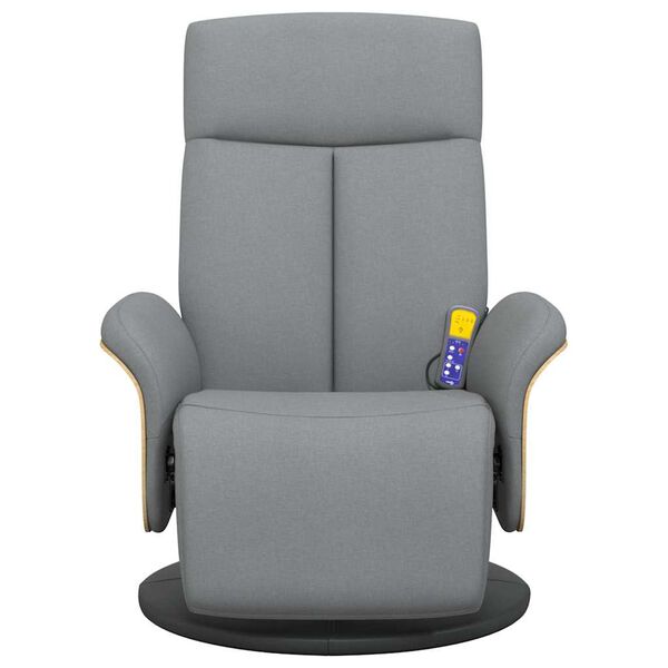 vidaXL Fauteuil inclinable de massage et repose-pieds gris clair tissu