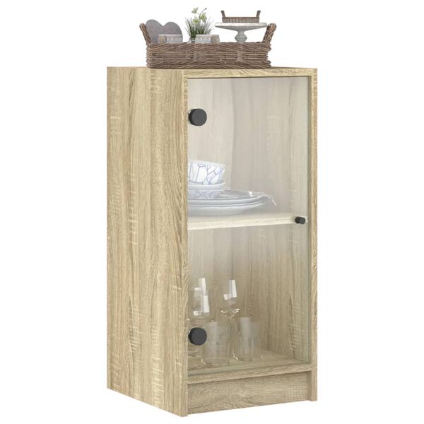 vidaXL Armoire lat&eacute;rale avec portes en verre ch&ecirc;ne sonoma 35x37x75,5cm