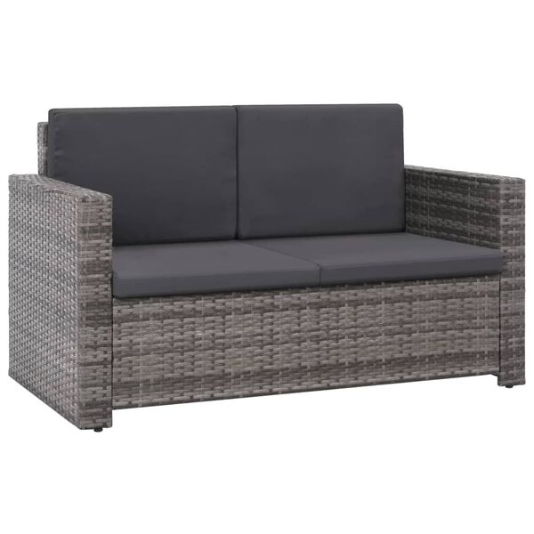 vidaXL Salon de jardin 2 pcs avec coussins Résine tressée Gris