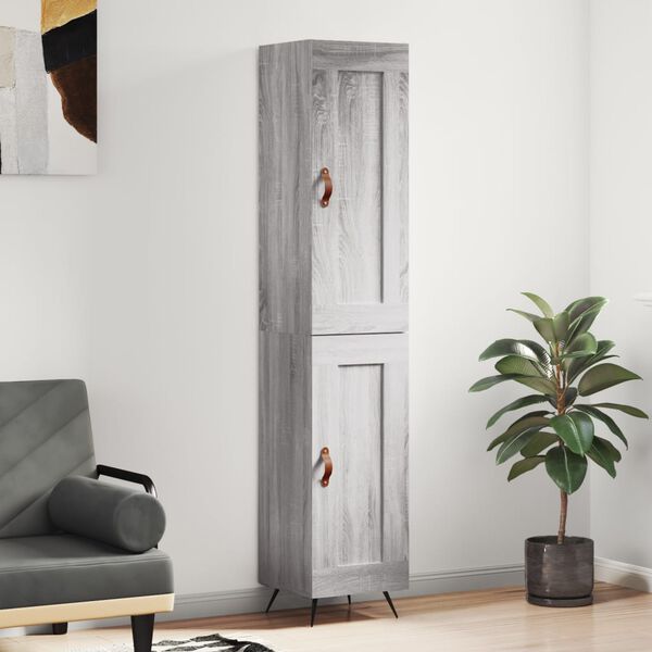 vidaXL Buffet haut Sonoma gris 34,5x34x180 cm Bois d'ing&eacute;nierie