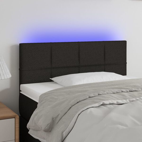 vidaXL T&ecirc;te de lit &agrave; LED Noir 100x5x78/88 cm Tissu