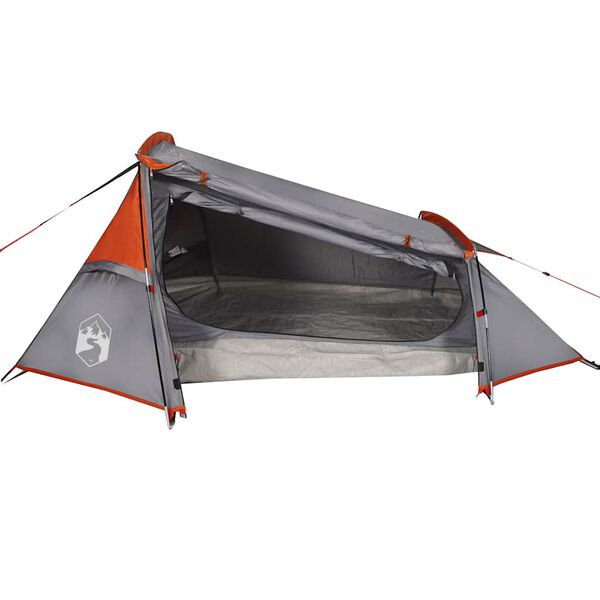 vidaXL Tente de camping tunnel 2 personnes gris et orange imperm&eacute;able