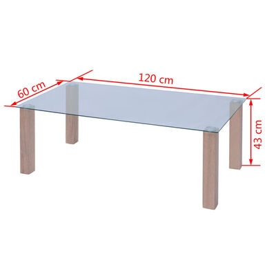 vidaXL Table basse en verre 120 x 60 x 43 cm