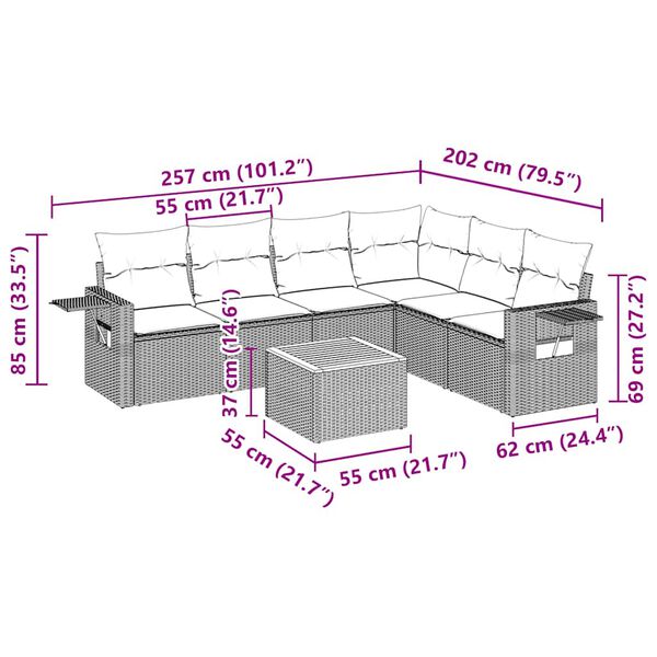 vidaXL Salon de jardin 7 pcs avec coussins noir r&eacute;sine tress&eacute;e