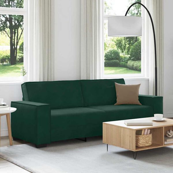 vidaXL Canap&eacute; &agrave; 3 places Vert fonc&eacute; 220x78x84 cm Velours