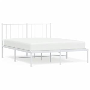 vidaXL Cadre de lit m&eacute;tal sans matelas et t&ecirc;te de lit blanc 140x190 cm