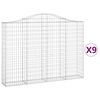 vidaXL Paniers à gabions arqués 9 pcs 200x30x140/160 cm Fer galvanisé