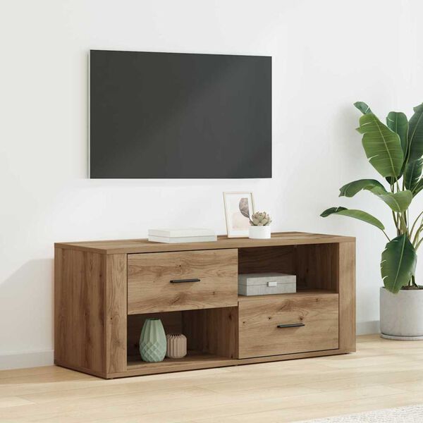 vidaXL Meuble TV Ch&ecirc;ne artisanal 100 x 35 x 40 cm Bois d'ing&eacute;nierie