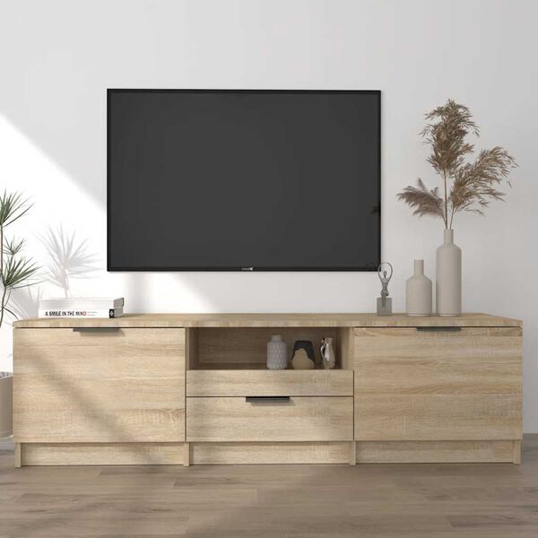 vidaXL Meuble TV Ch&ecirc;ne Sonoma 140x35x40 cm Bois d'ing&eacute;nierie