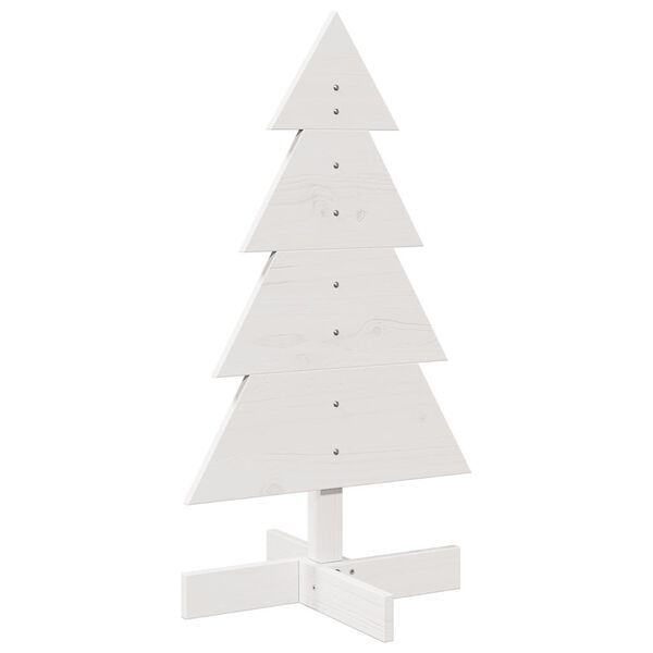 vidaXL Arbre de No&euml;l en bois pour d&eacute;coration blanc 80 cm pin massif