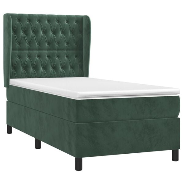 vidaXL Sommier &agrave; lattes de lit avec matelas Vert fonc&eacute; 100x200 cm
