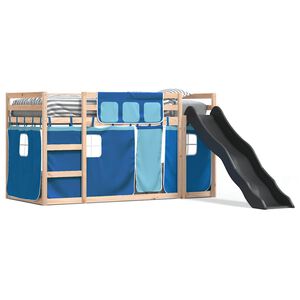 vidaXL Lit superpos&eacute; sans matelas avec toboggan et rideaux 80x200 cm