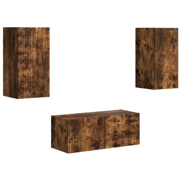 vidaXL Ensemble meuble TV 6 pcs Ch&ecirc;ne fum&eacute; Bois d'ing&eacute;nierie