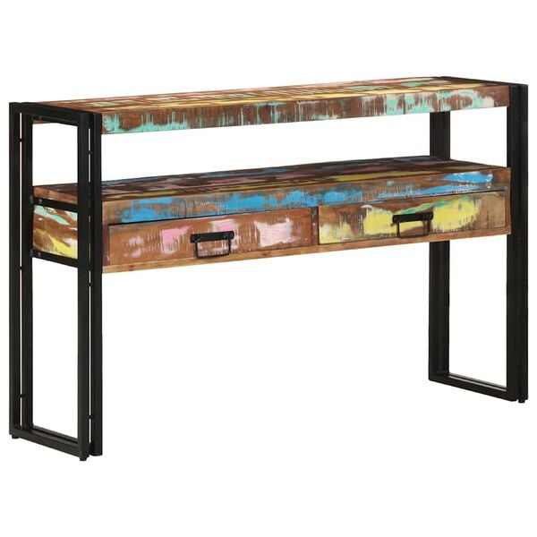 vidaXL Table console Multicolore 120 x 33 x 75 cm Bois Recycl&eacute; Solide