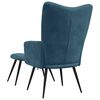 vidaXL Chaise de relaxation avec tabouret Bleu Velours