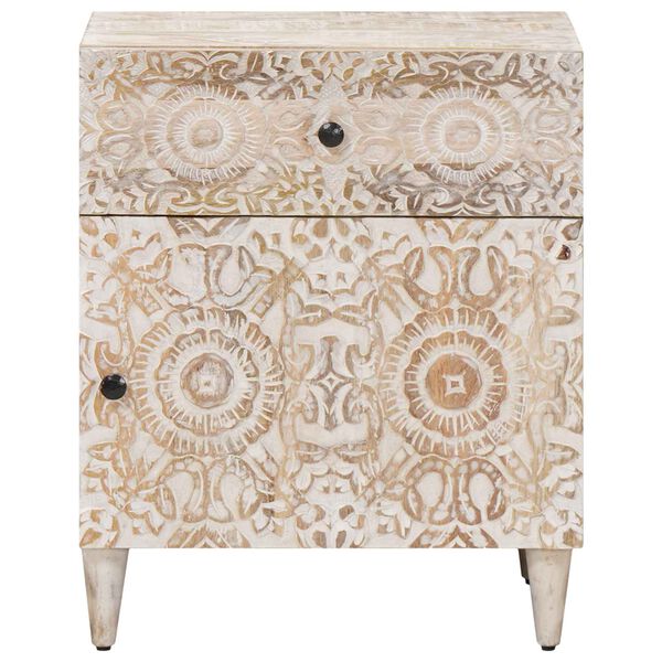 vidaXL Armoire de lit Blanc 50 x 33 x 60 cm Bois de mangue massif