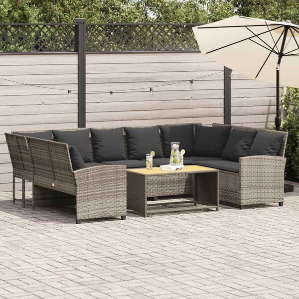 vidaXL Canap&eacute; de jardin et coussins gris clair r&eacute;sine tress&eacute;e