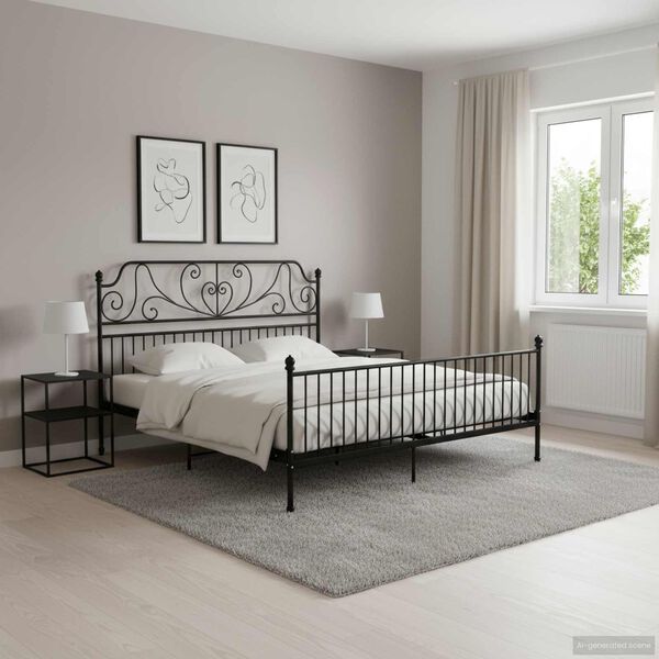 vidaXL Cadre de lit sans matelas noir métal 180x200 cm