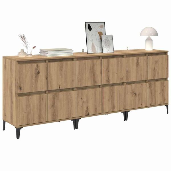 vidaXL Buffets 3 pcs Ch&ecirc;ne artisanal 60 x 35 x 70 cm Bois d'ing&eacute;nierie